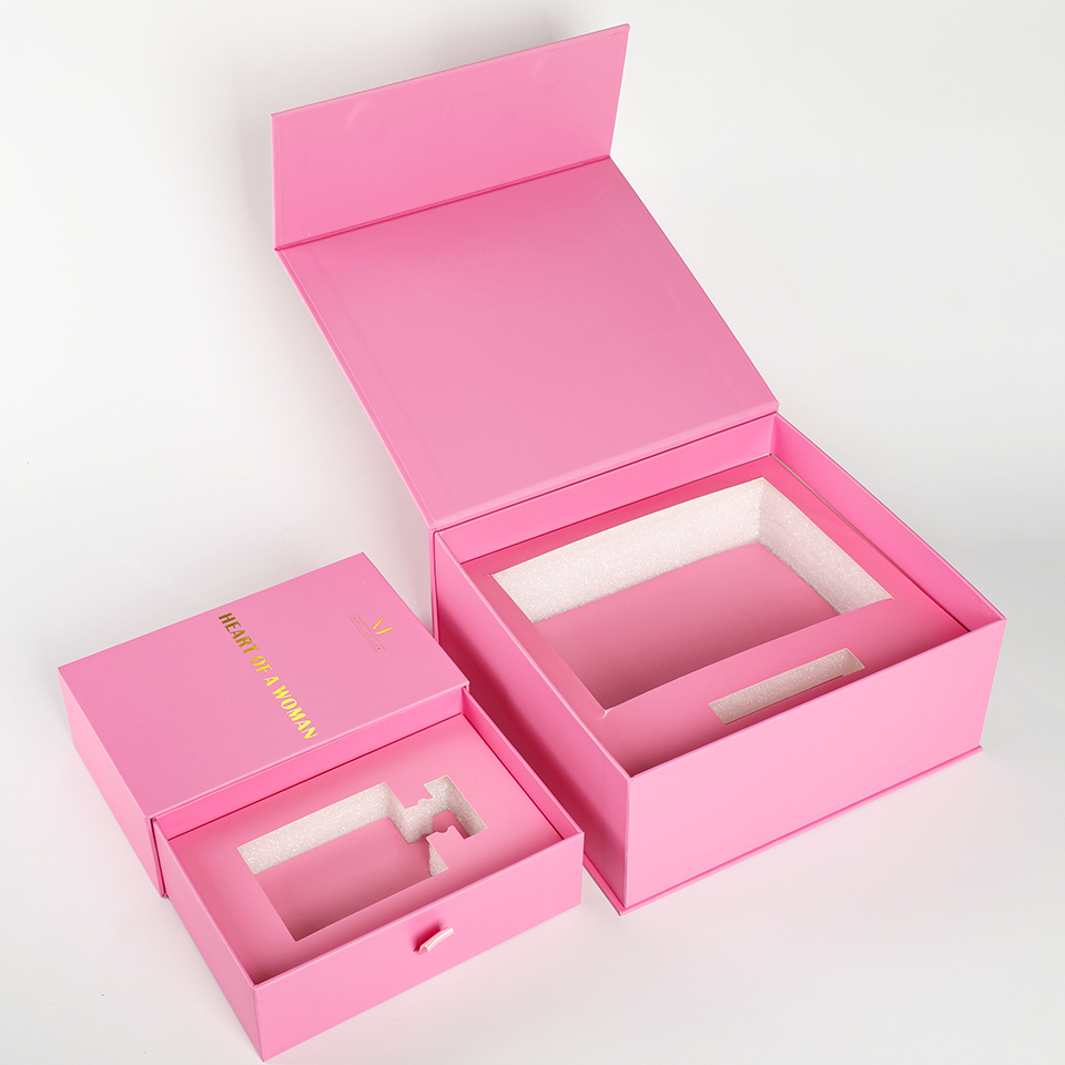 Luxury Skincare Gifts - Benutzerdefinierte Luxus-Rosa mit Papierschaumstoff-Einsatz, magnetische offene
