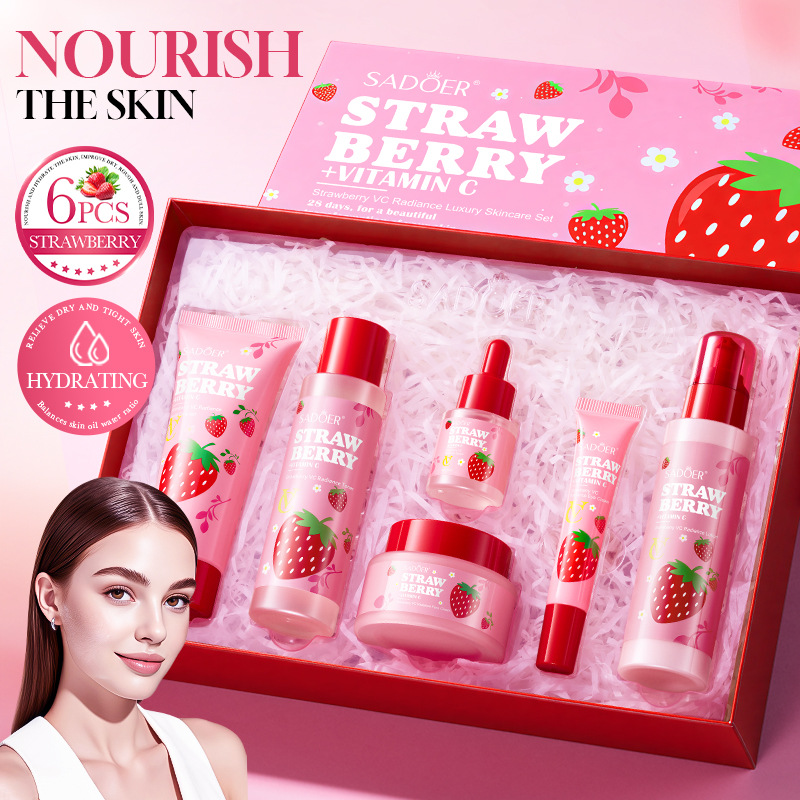 Luxury Skincare Gifts - Strawberry VC Aufhellendes Luxus-Pflegeset mit 6