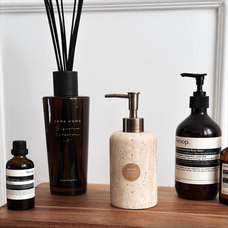 Luxury Natural Skincare - Lotionspender aus Naturstein, nachfüllbare Seifenflasche, Hautpflegeglas