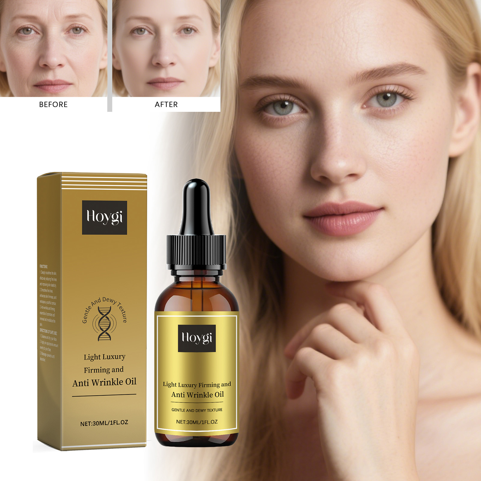 Luxury Skin Care - Straffende Gesichtspflege, Ölstraffung, Anti-Falten, hellt Linien